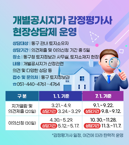 ­개별공시지가 감정평가사
현장상담제 운영 ­
