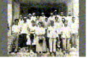 부산원예고에서 문학 강연후 직원들과 함께(1959년 경, 앞중 중앙의 한복차림이 김말봉, 그의 왼쪽이 소설가 한무숙)